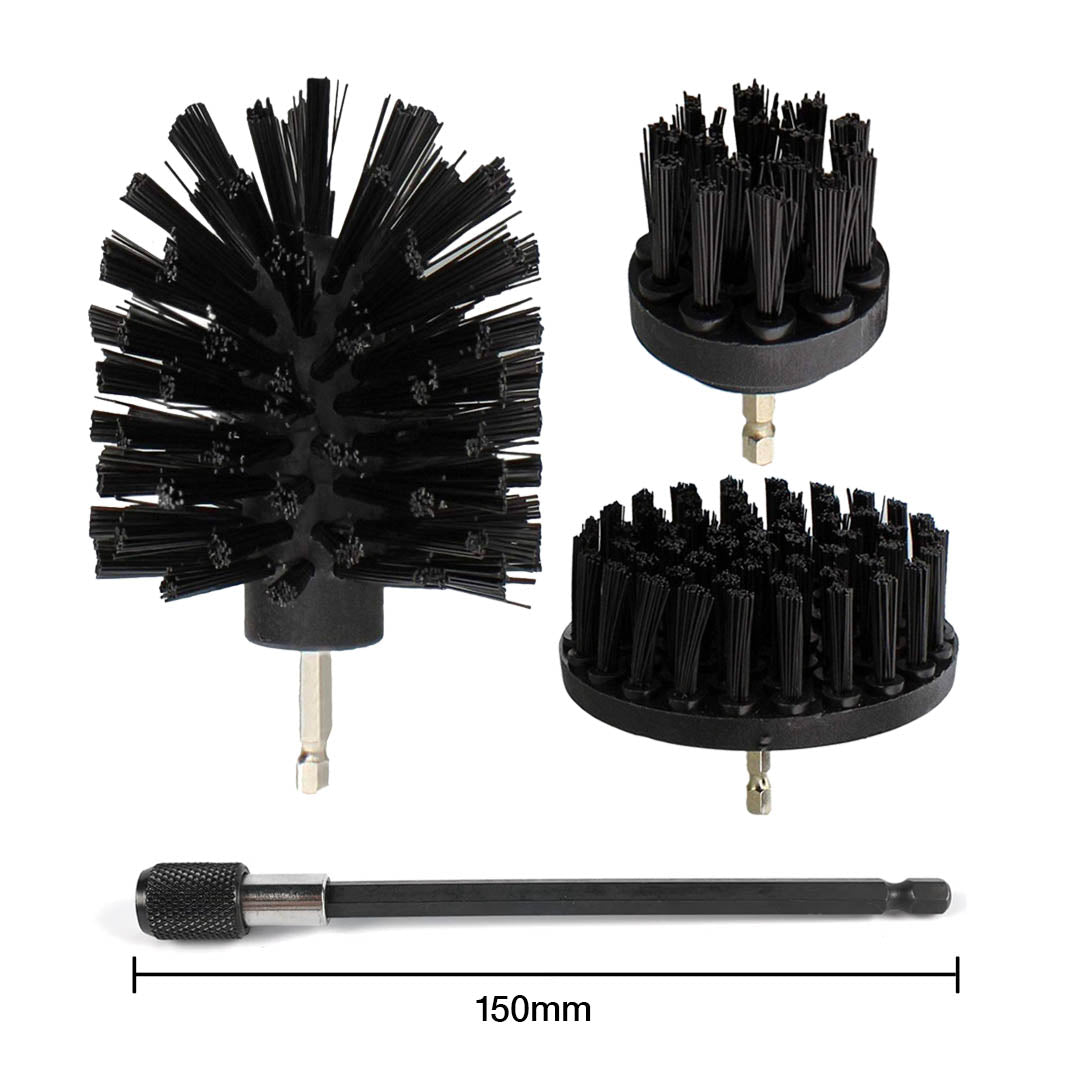 Drill brush 3-pack + 150mm extension rod (HARD)