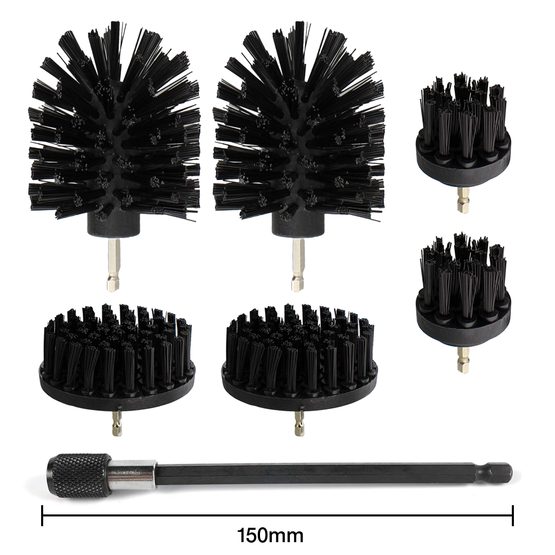 Drill brush 6-pack + 150mm extension rod (HARD)